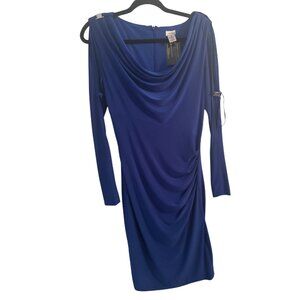 Cache Royal Blue Cowl Neck Long Sleeve Dress – Size XS